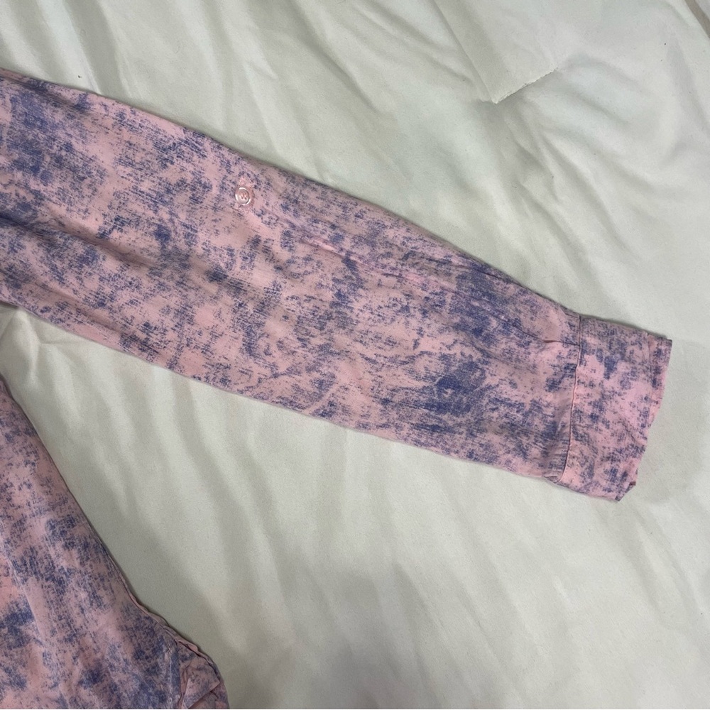 Soft Girl Tie Dye Button Down Blouse Pink Purple Boho Casual Top Small - Picture 8 of 10